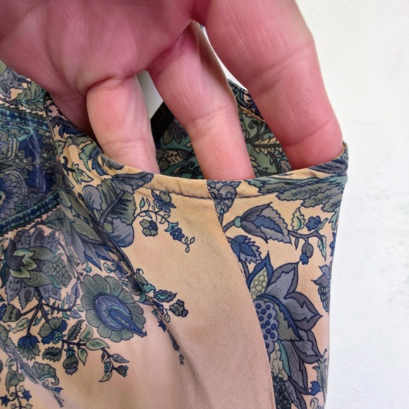 Plenty Dress Womens 4 Blue Pink Silk Chiffon Floral Paisley Ruched Timeless Midi - Picture 10 of 16